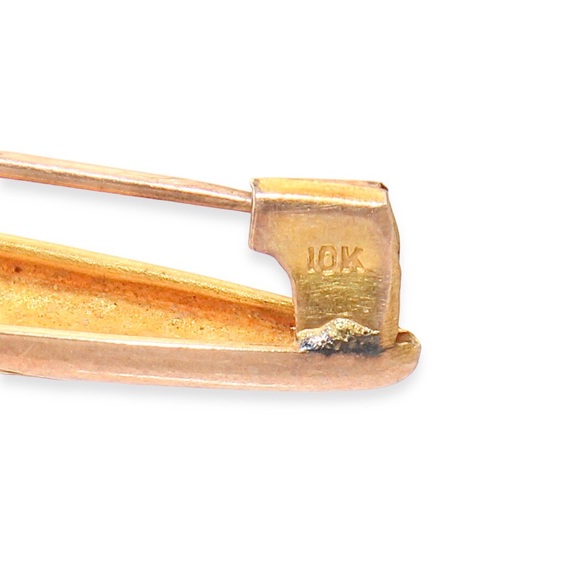 Antique 10K Yellow Gold Lingerie Pin Small Vintage Bar Brooch Ornate Engraving - Picture 4 of 5